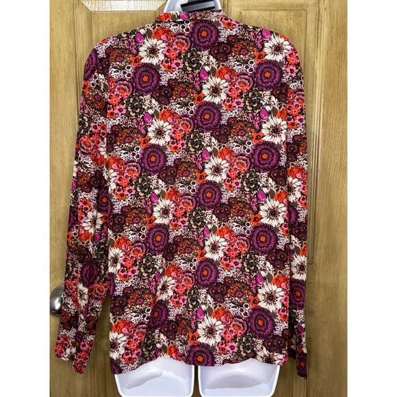 Vera Bradley Rosewood Button Down Long Sleeve Top With Collar Medium - Picture 2 of 8